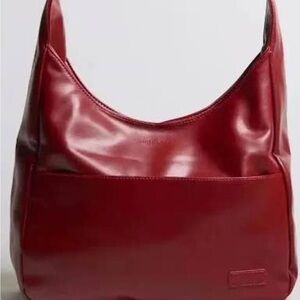 Elegant Red Leather Tote Bag
